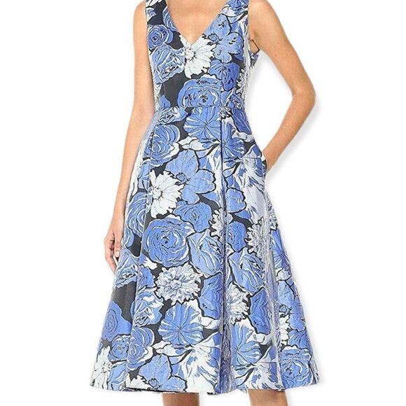 Adrianna Papell Blue Floral Cocktail Dress NEW Size 4 - Picture 2 of 12